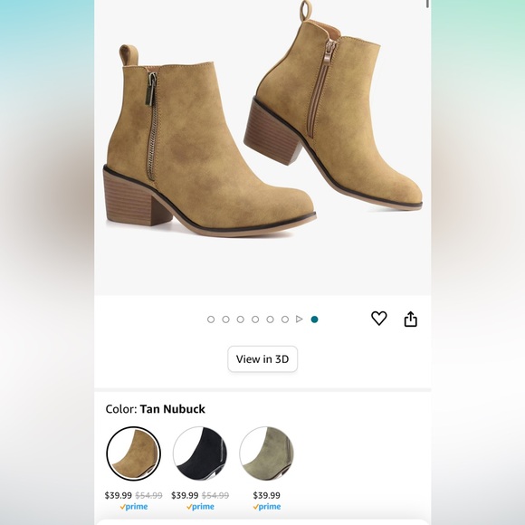 JABASIC NWT Women Ankle Boots Side Zipper Booties Low Heel Dress Boots size 8 - Picture 9 of 9